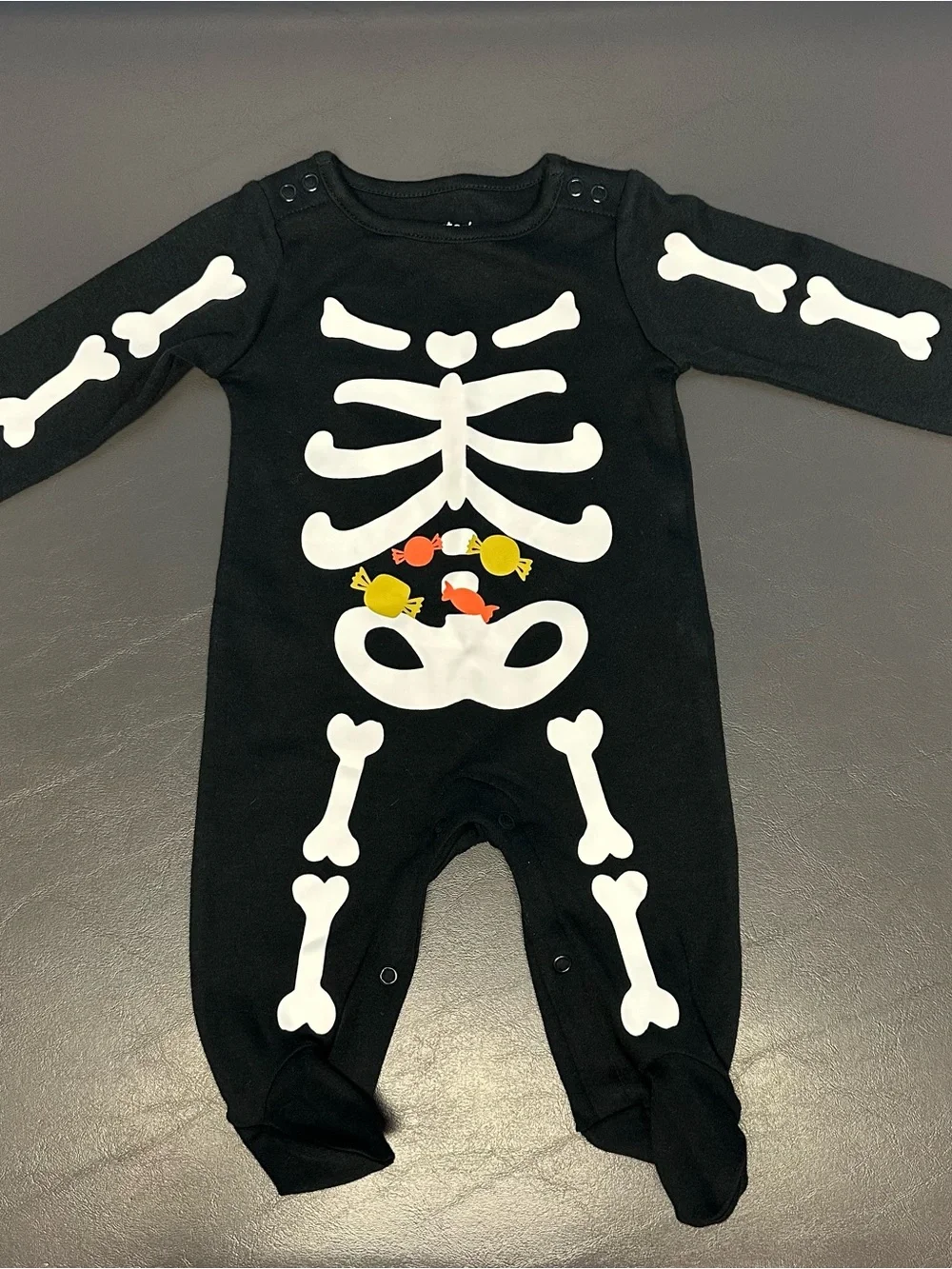 Carter's Black Skeleton Footie with Candy Accents